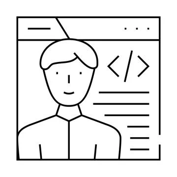 Programmer worker line icon vector illustration flat Stock Illustration