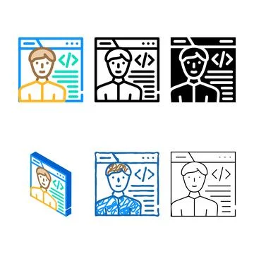 Programmer worker pack color icon vector Stock Illustration