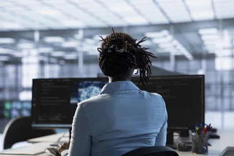 Programmer working with AI machine learning algorithms Stock Photos