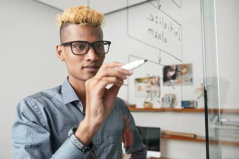 Programmer working on algorithm Stock Photos