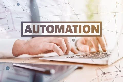 Programmer working on automation software application, closeup of hands typin Foto stock