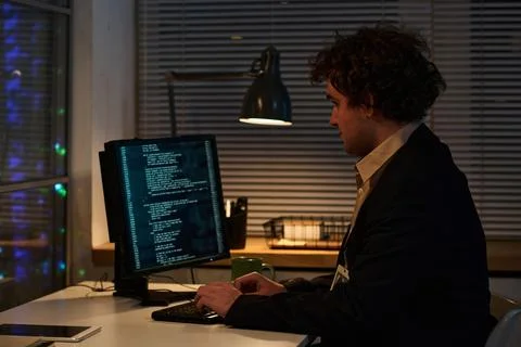 Programmer working with codes on computer 写真素材