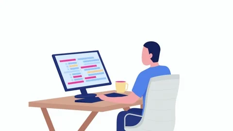 Programmer Working on Computer with Code and Data Stock Footage 327668844