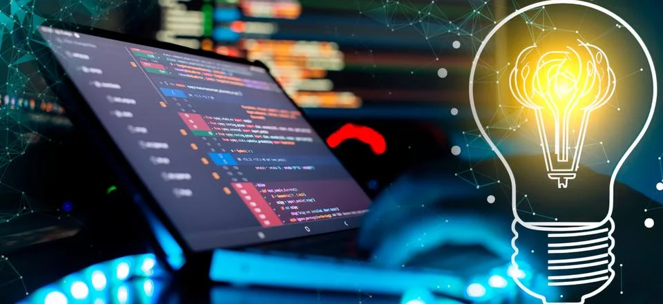 Programmer working on computer code, developer of software applications and I Stock Photos