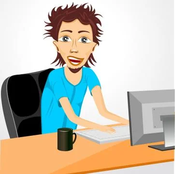 Programmer working at computer Stock-Illustration