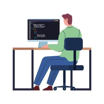 Programmer working with computer Stock Illustration