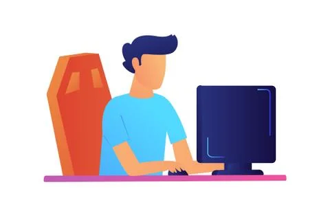 Programmer working on computer vector illustration. Stock-Illustration