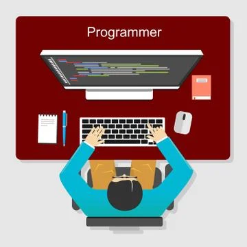 Programmer working concept illustration. Flat design illustration concepts fo イラスト素材