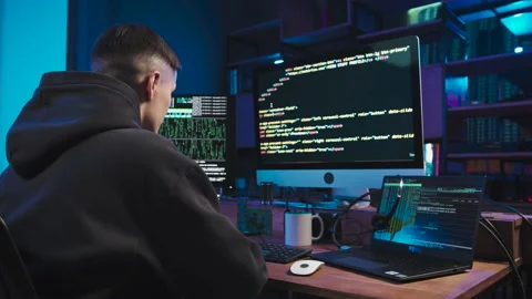 The programmer is working on the creation of the site Video stock 178841324