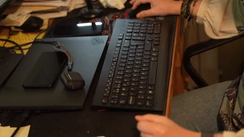 Programmer working on a desktop computer Stock Footage 302492451