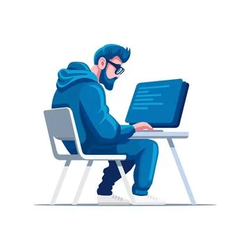 Programmer at Working. Developing and Coding with Task. Vector Stock Illustration