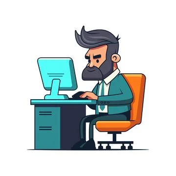 Programmer at Working. Developing and Coding with Task. Vector イラスト素材