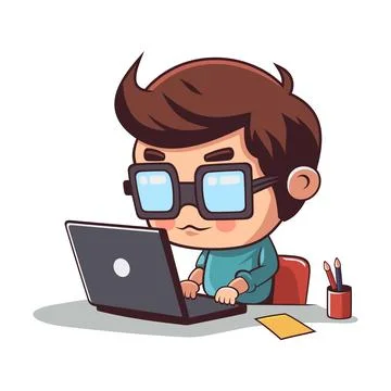 Programmer at Working. Developing and Coding with Task. Vector Stock Illustration