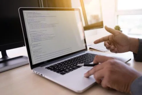 Programmer working Developing programming technologies Web Design Online Tech Stock Photos