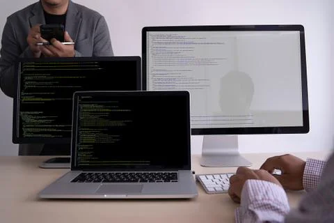Programmer working Developing programming technologies Web Design Online Tech Stock Photos
