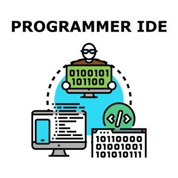 Programmer working developing software in integrated development environment 库存插图