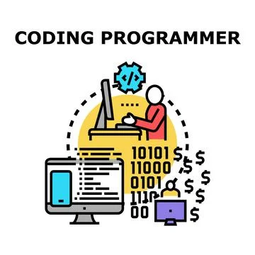 Programmer working on digital development and earning revenue Stockillustratie