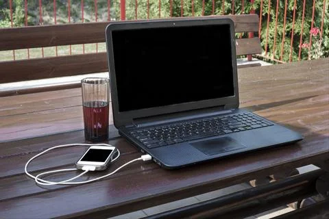 Programmer working environment outdoors Stock Photos