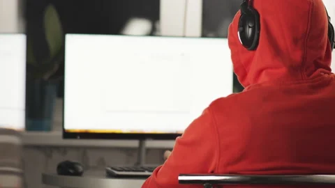 Programmer working at home on a computer Stock Footage 150758968