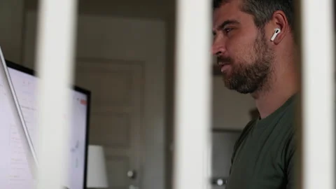 Programmer working intently from home. Stock Footage 306649688