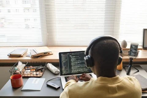 Programmer working on java script Stock Photos
