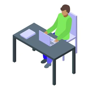 Programmer working on laptop at desk with documents typing code Stockillustratie