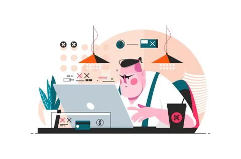 Programmer working on laptop Stock-Illustration