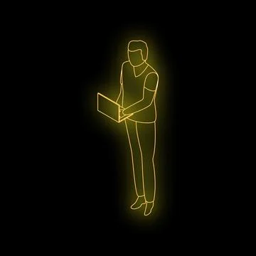 Programmer working with laptop neon sign on black background Stock-Illustration