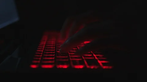Programmer working on laptop at night Stock Footage 114071523