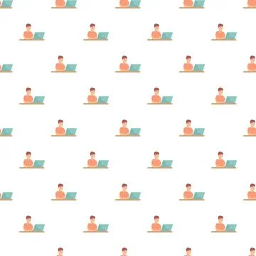Programmer working on laptop professional computing seamless pattern Stockillustratie
