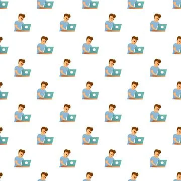 Programmer working on laptop repeating pattern illustration Illustrazione stock