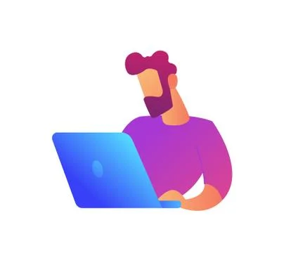 Programmer working on laptop vector illustration Stock-Illustration