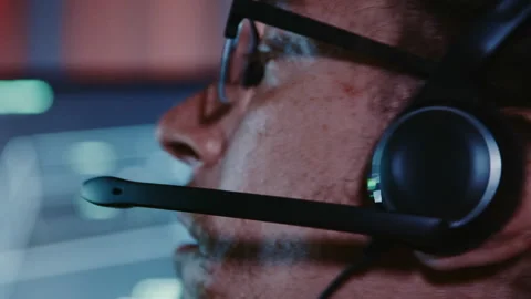 Programmer Working With Multiple Displays in Cyberpunk Workspace Stock Footage 341657577