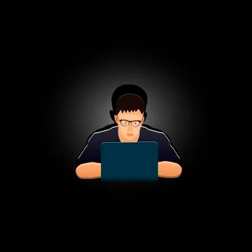 Programmer working at night at the computer Illustrazione stock