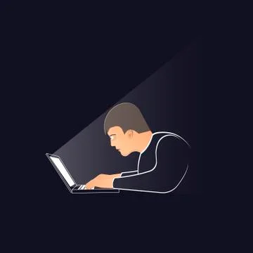 Programmer working at night at the computer Stock-Illustration