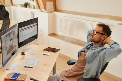 Programmer working over software 库存照片