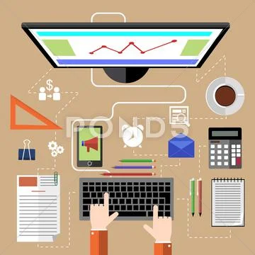 Programmer at working place witn equipment Stock Illustration