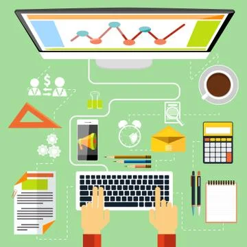 Programmer at working place witn equipment Stock-Illustration