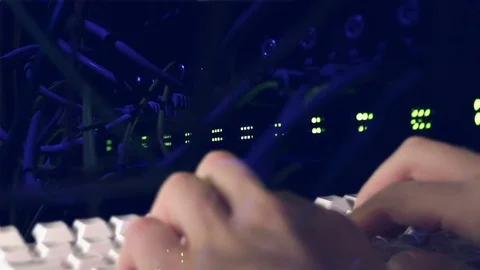 The programmer is working. Quickly prints the code. Keyboard and hands close-up. Stock Footage 81895505