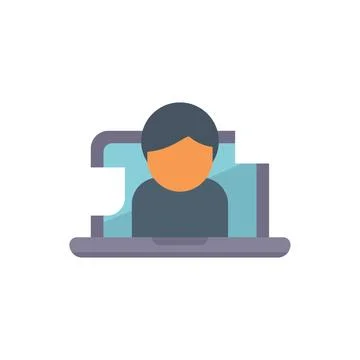 Programmer working remotely from home on laptop computer icon Stock Illustration