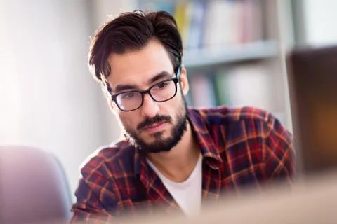 Programmer working in a software developing company 库存照片