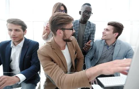 Programmer working in a software developing company office Stock Photos