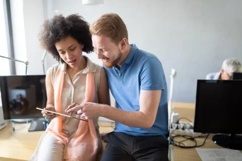 Programmer working in a software developing company office Stock Photos
