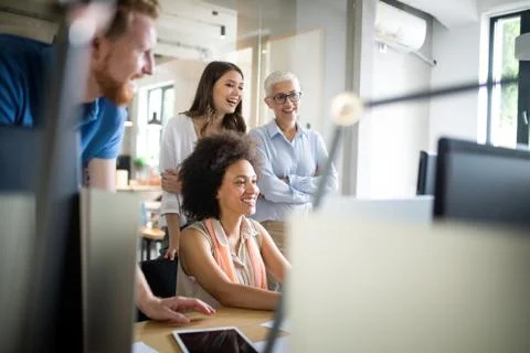 Programmer working in a software developing company office Stock Photos