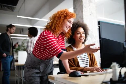 Programmer working in a software developing company Stock Photos