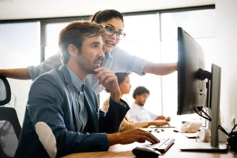 Programmer working in a software developing company 库存照片