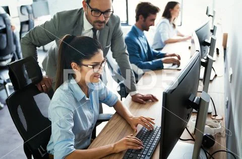 Programmer working in a software developing company 写真素材