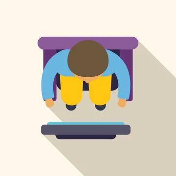 Programmer working using computer sitting on chair top view Stock-Illustration