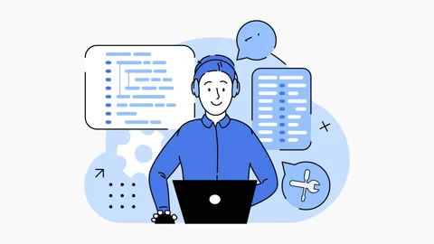 Programmer working on web development on PC. Software developers. 2d animation Stock Footage 202632480