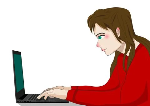 Programmer Working Woman イラスト素材